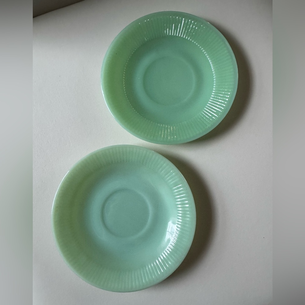 Vintage 1950s Anchor Hocking Jadeite Saucers